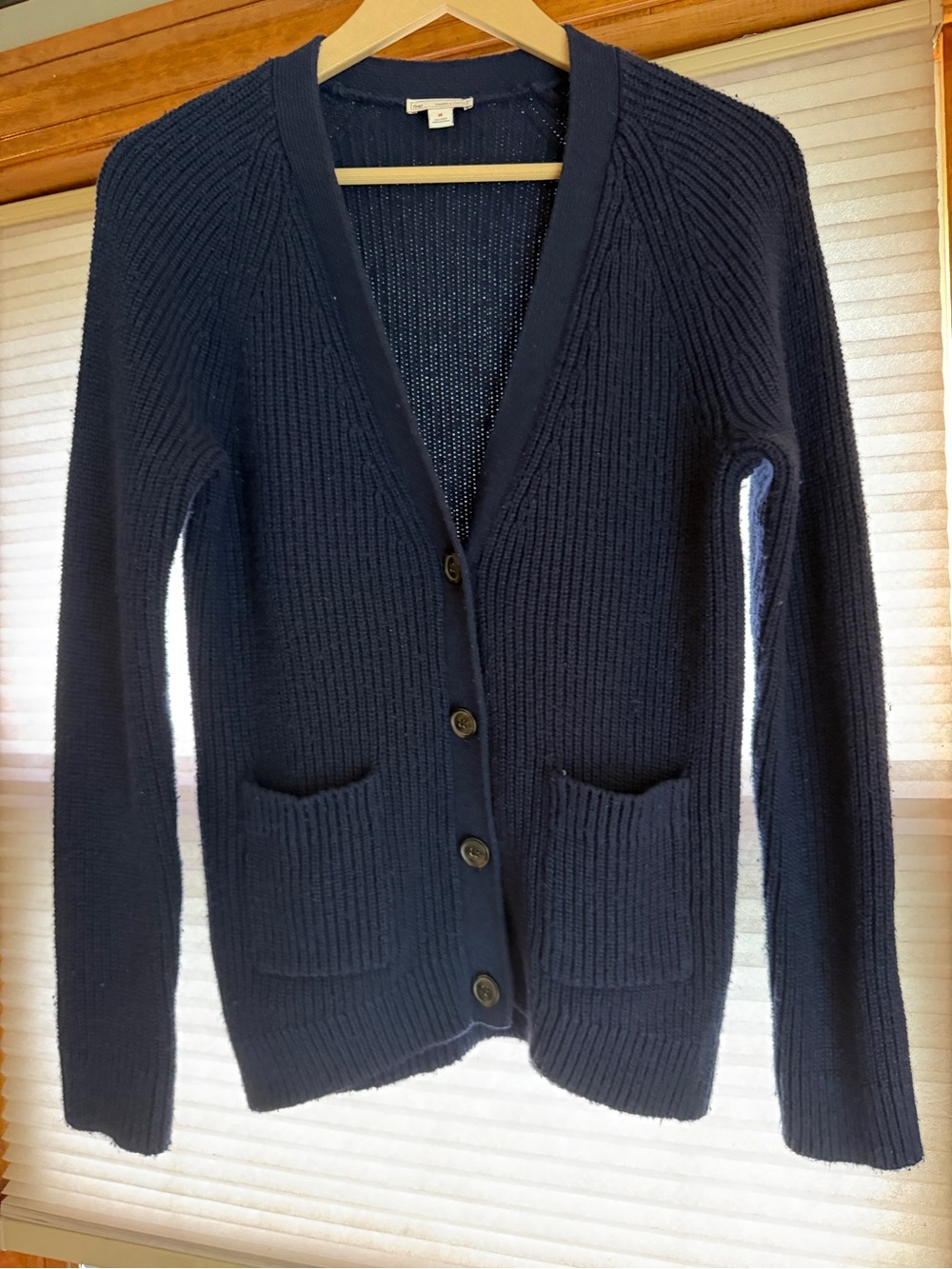 GAP Navy Ribbed Button-Front Cardigan M 0148